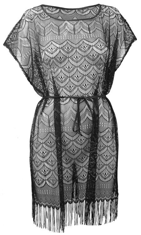 Anais 318 Spitzenpareo mit Fransen De Lafense - leichtes Strandbabydoll | S-XXL