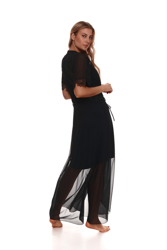 509 Lupoline Damen Negligé Morgenmantel - schwarz