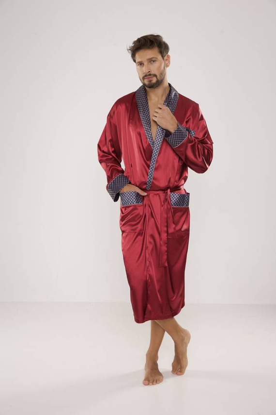 940 Forex Bademantel aus Satin für Männer - kastanienbraun