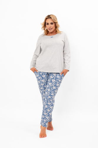 Damen Schlafanzug Boma - lange Ärmel, lange Hose, Baumwolle Italian Fashion - melange/print 