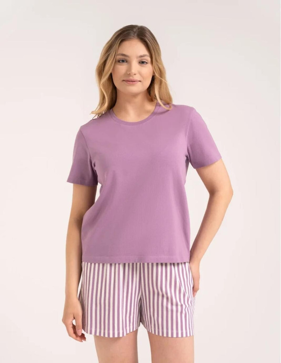 Damen-Pyjama Moraj PDD2800-009 Lila Baumwolle Shorts mit Streifen