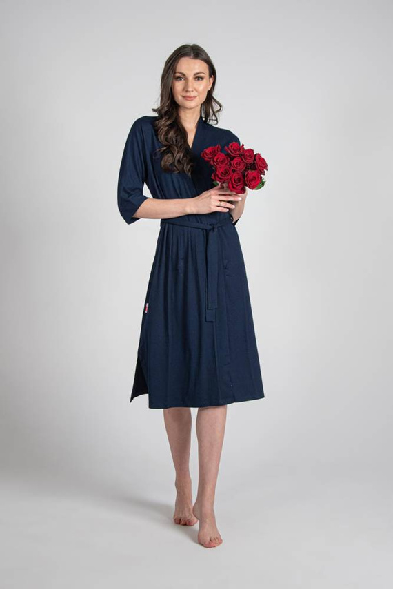 942 Visa Langer Morgenmantel De Lafense - navy blau