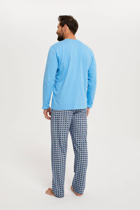 Jaromir Herren Langarm, lange Hose Italienische Mode - blau/print