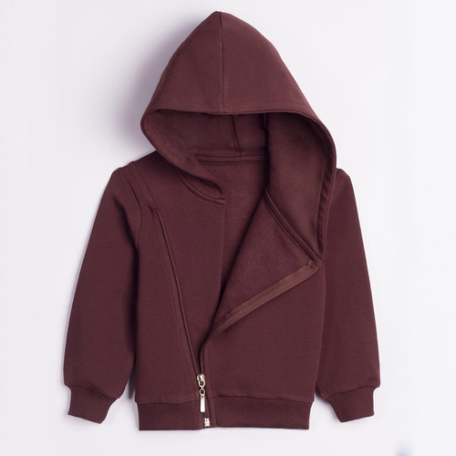227276 Nicol BENEK Jungen Kapuzenpullover in Dunkelbraun mit Reißverschluss