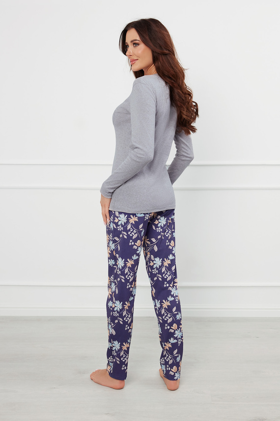 Pulia Damen Schlafanzug mit langen Ärmeln, lange Hose Italian Fashion - melange/print