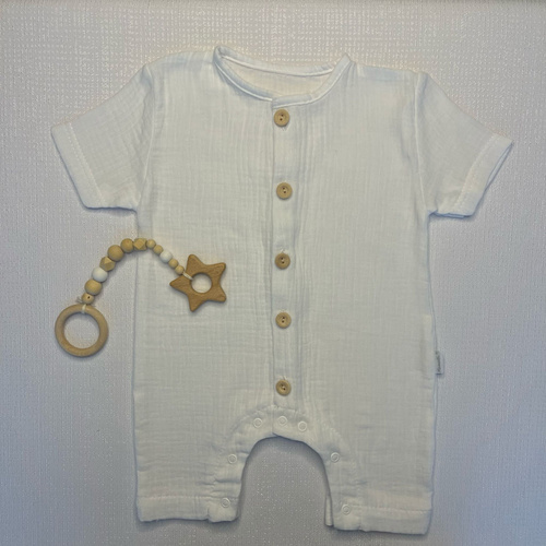 RA55202 Mamatti Musselin-Strampler – weiß