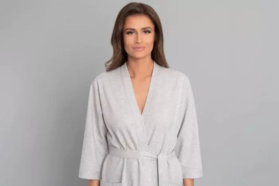 Karla Damenbademantel Italian Fashion - hell melange