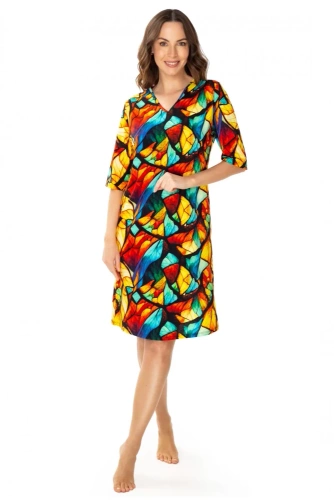 86678 Vitrage Möwen-Nachthemd, bunter Druck