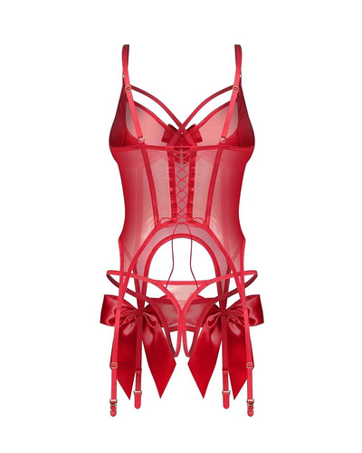 Obsessive Gifty Red roter Korsett mit Bügeln + offene Strings