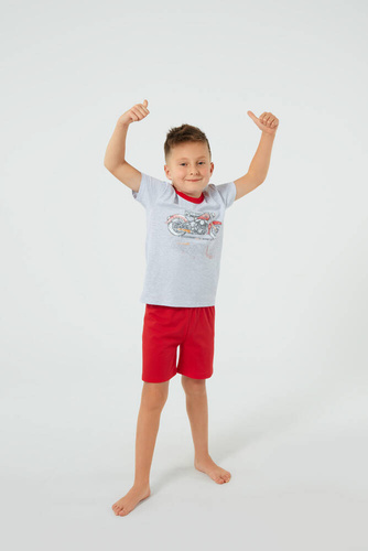 Junak Pyjamas für Jungen kurze Ärmel, Shorts Italian Fashion - j.melange/rot 