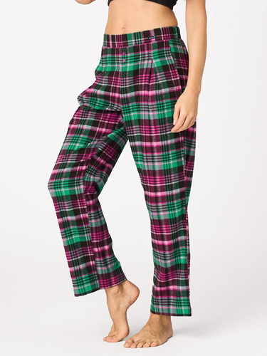 Pyjamahose Key LHE 414 Fuchsia – Flanell kariert, 100% Baumwolle
