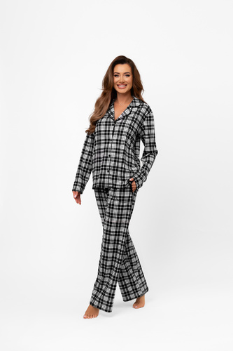 Damenpyjama Klara - 100% Baumwolle, lange Ärmel und Hose Italian Fashion  