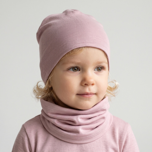 229105 Nicol Kinder-Schlauchschal 100% Merino Puderrosa