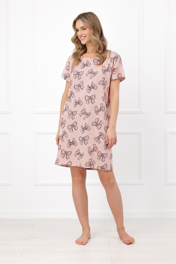 Italian Fashion Silano Damen Nachthemd 100% Baumwolle kurze Ärmel bequem