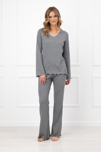 Damen-Pyjama Italian Fashion Jaśmina 100% Baumwolle Spitze Schlaghosen