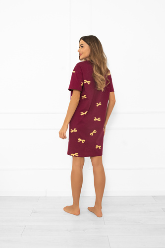 Kwadro Damen Nachthemd Italian Fashion - Baumwolle, kurzarm, mit Schleifen