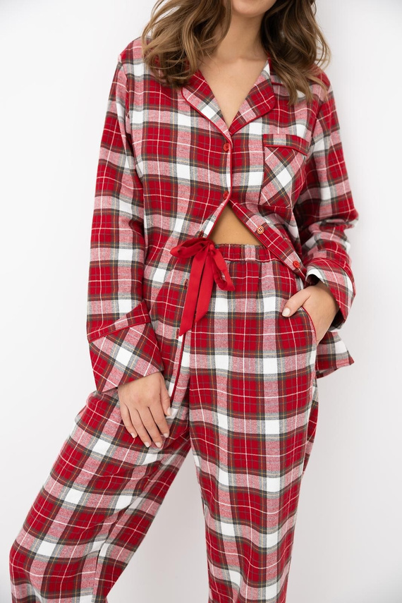 Sensis Yulie Damen-Flanell-Pyjama 100% Baumwolle Rot kariert