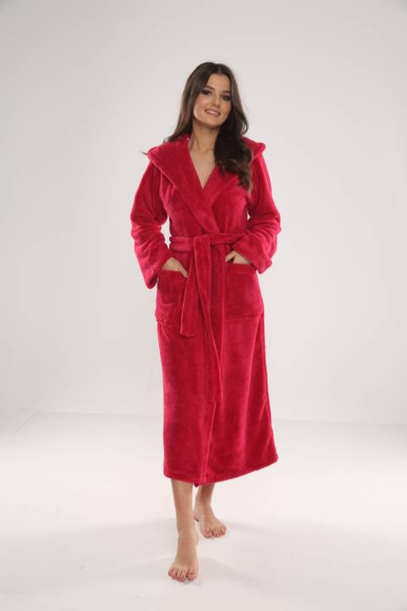 807 Luna II Ladies' Long Dressing Gown Forex - Himbeere