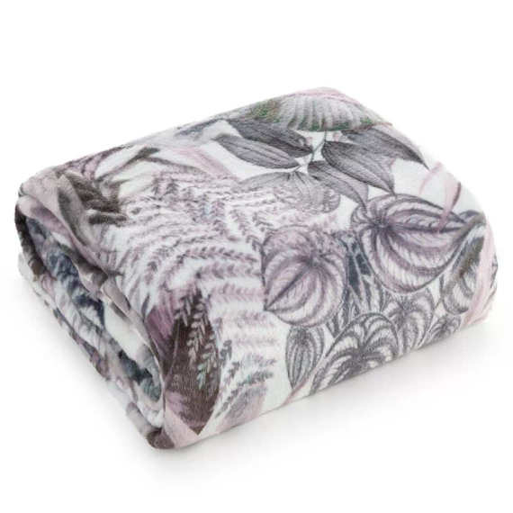 Davos 2 Decke Tagesdecke Blätter Eurofirany lila grau