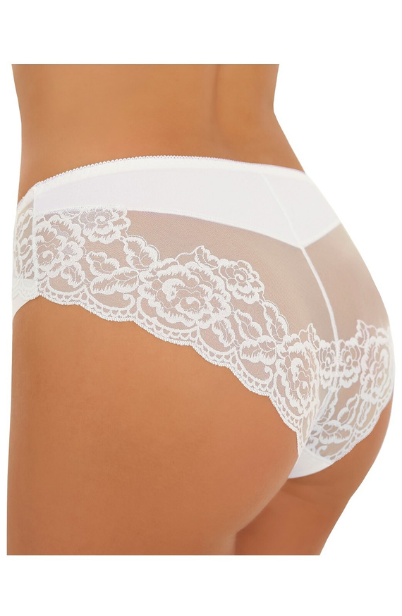Damen-Slip Inga Emili weiß Mikrofaser Laser Cut mit besticktem Netz