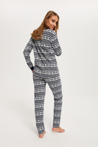 Alaska Damen Schlafanzug langarm, lange Hose Italian Fashion - print/green