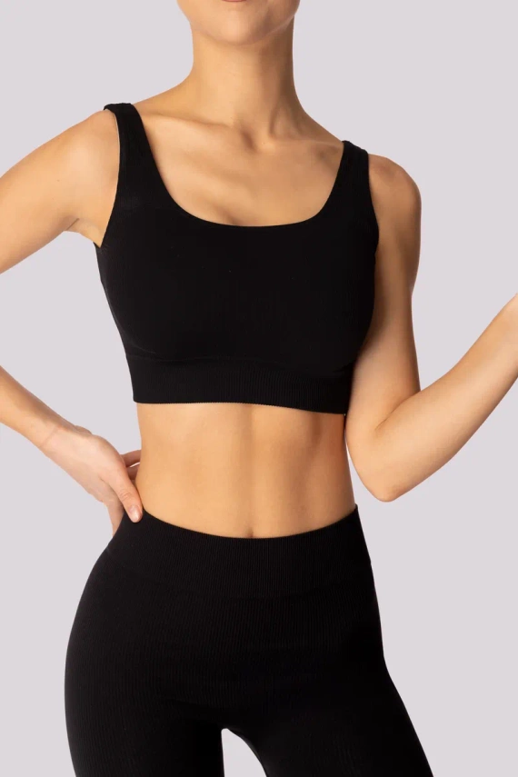 Gerippter Sport-BH „Mona“, schwarz