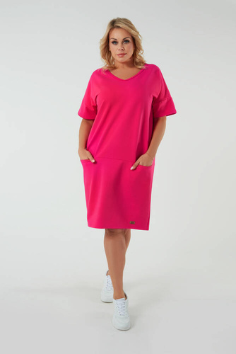 Stella Damen-Tunika mit kurzen Ärmeln Italian Fashion - fuchsia 