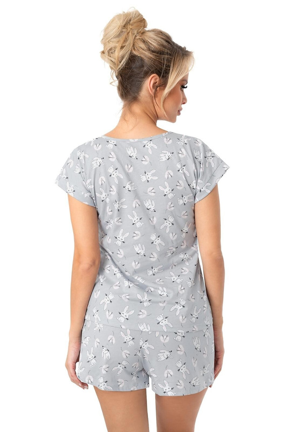 Bunny Short Donna Damenpyjama, grau – Baumwolle, kurze Ärmel, bequemes Set