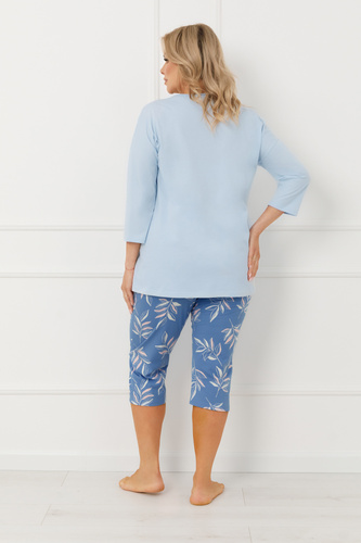 Damen Pyjama ERULA Italian Fashion Baumwolle Jersey 3/4 Ärmel Plus Size