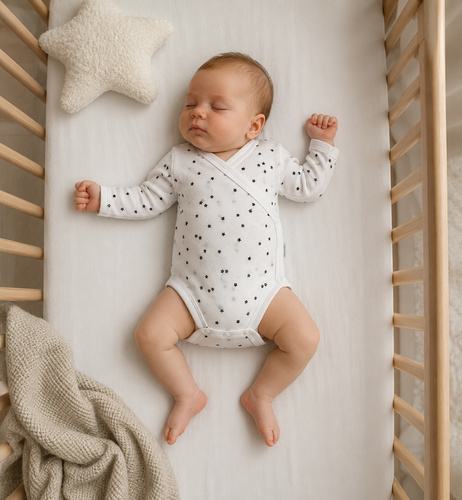 Mamatti BD16226 Wickelbody für Babys, langärmlig, mit Sternenprint