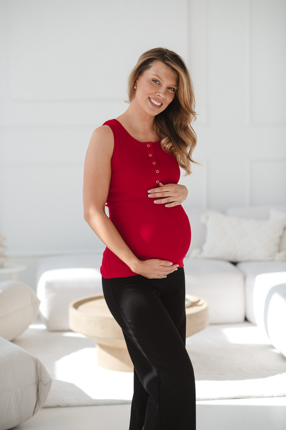 Still- und Umstandstop Tummy Milk&Love Ripp-Baumwolle red