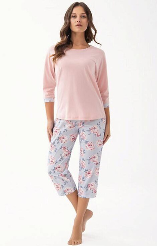 343 Damen-3/4-Luna-Pyjama – Lachsrosa