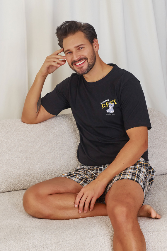 7231 Doctor Nap Herren-Pyjama – schwarz