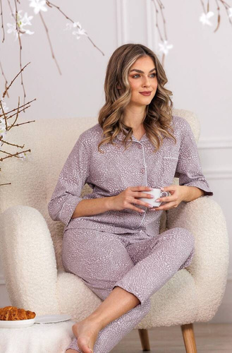 1546 Luiza Leveza Cappuccino Damen-Pyjama mit Reißverschluss