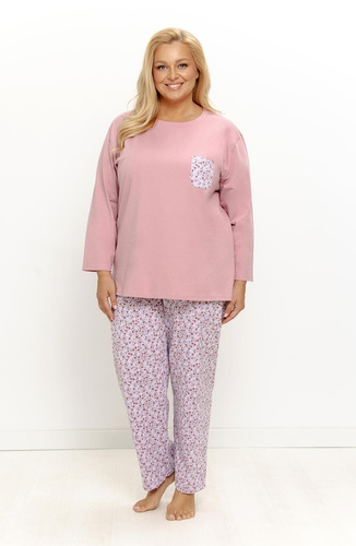 Damen-Pyjama Taro 3655,3656 Agnessa Staubrosa 100% Baumwolle Lang