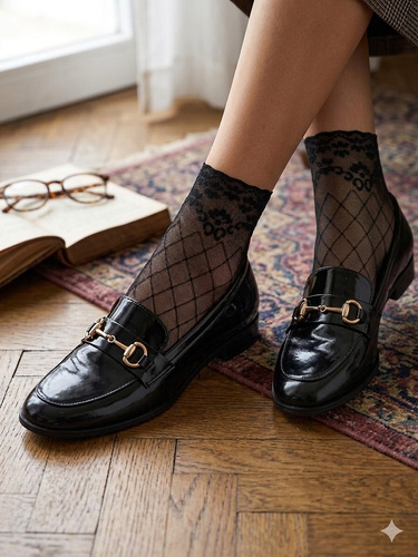 Damen Spitzen Socken SN034 Noviti Baumwollsohle Komfort