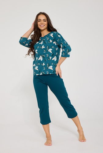 Damenpyjama Cornette Molly 635/475 schokoladenbraun – 100% Baumwolle