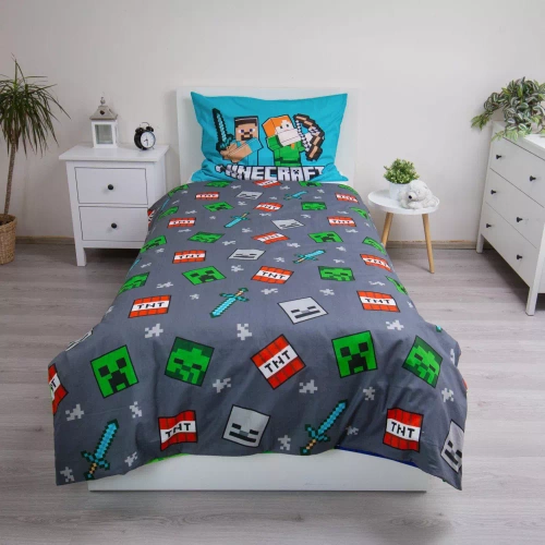 Minecraft „We Got This“ Baumwollbettwäsche von Jerry Fabrics – 140 x 200 cm, 100 % Baumwolle, doppelseitig