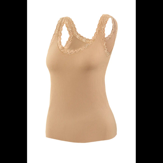Damen Top Sesto Senso 6109 Spitze nahtlos elastisch bequem beige