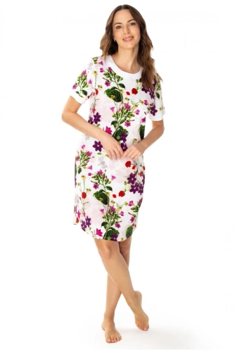 86669 Nataly Möwen-Nachthemd mit Blumendruck
