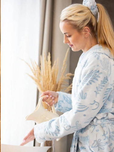 LGL 535 Langer Damenbademantel Schlüsselblau