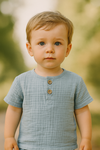 BL55108 Mamatti Musselinbluse für Jungen – Blau