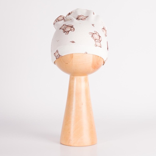 227054 Nicol BENEK Baby-Mütze 100% Baumwolle cremefarben mit Bärenmotiv
