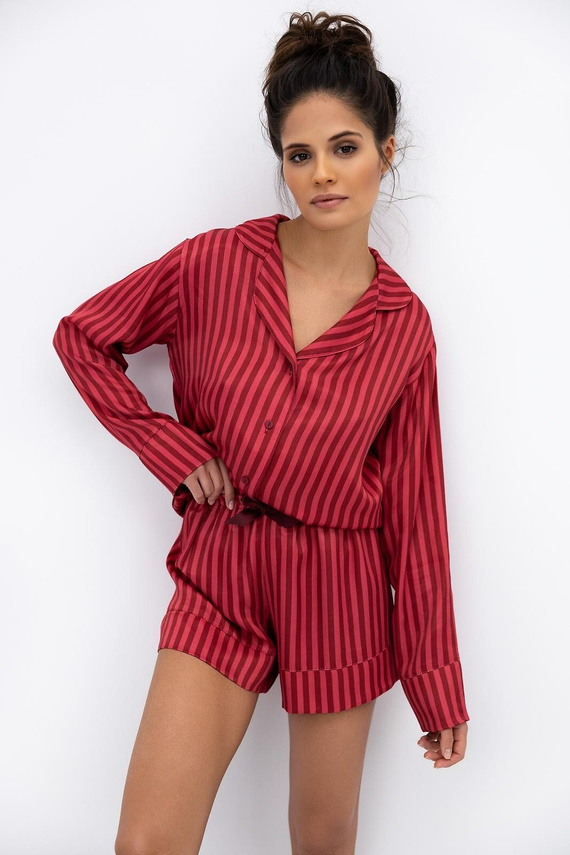 Vivienne Sensis Damenpyjama – Viskose, Reißverschluss, gestreift