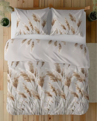 5329 B Satinbettwäsche Pampasgräser Detexpol grau