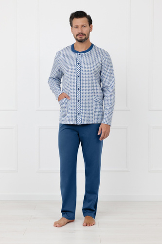Herren-Pyjama Homer Italian Fashion aus Baumwolle, lang, zum Knöpfen