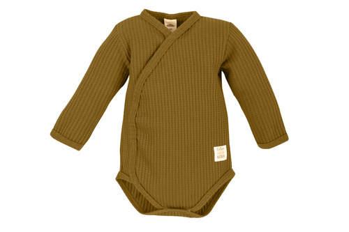 03249GB „Natural Waffel“ Baby-Body mit langen Ärmeln Makoma goldbraun