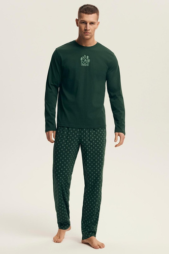Henderson Core 43478 Lush Herren-Pyjama grün – Baumwolle, lange Ärmel, elegante Verpackung
