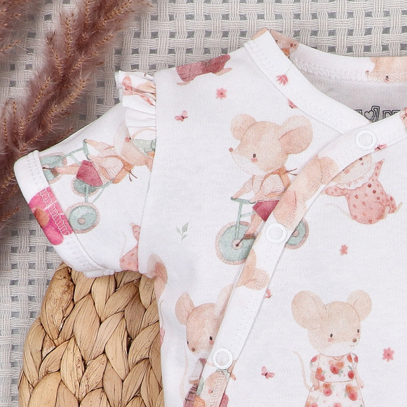 Baby Body Nini Little Mouse Bio-Baumwolle Wickelbody Kurzarm hautfreundlich