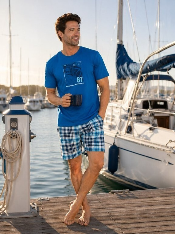 Herren-Pyjama Cornette 326/344 Compass 100% Baumwolle Kurze Hose